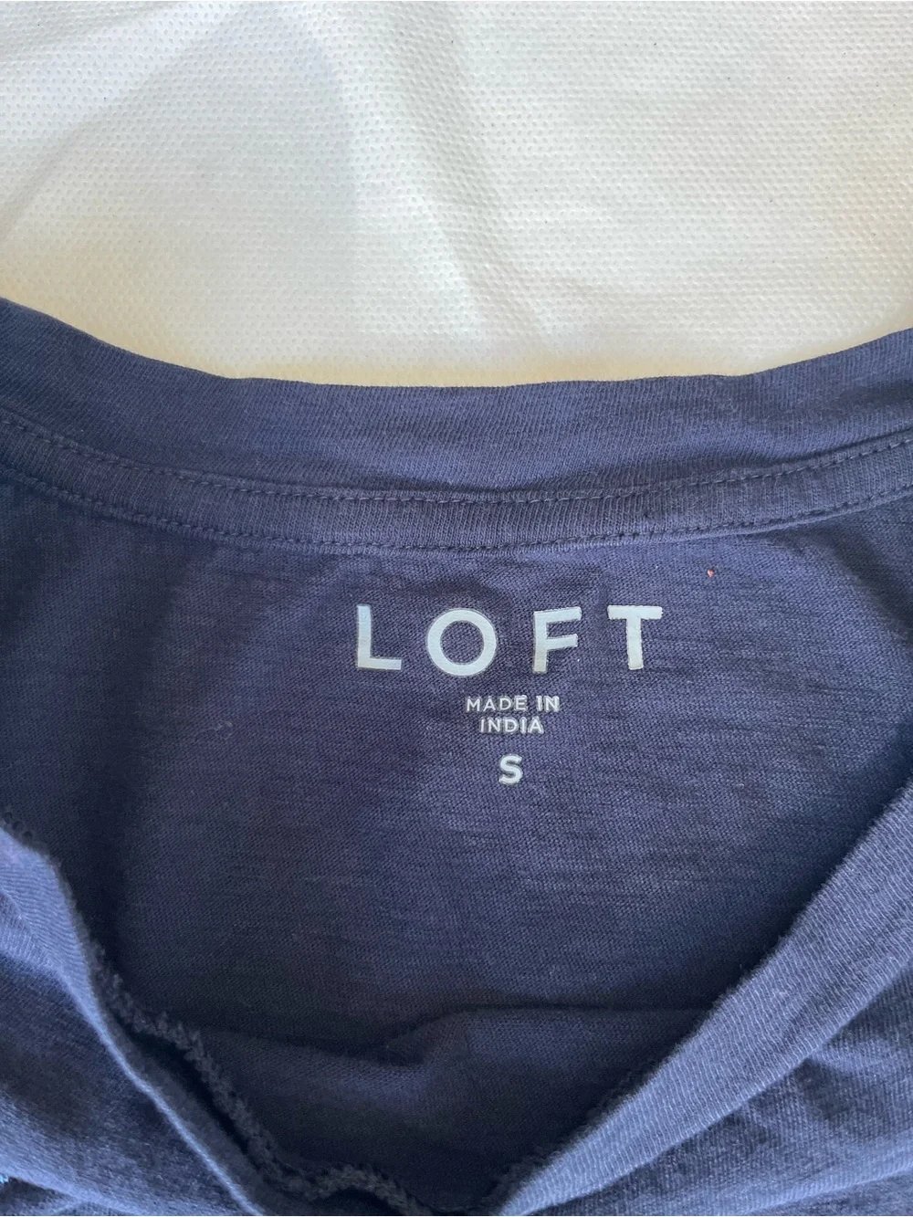 LOFT Navy Tee with Light Blue Floral Embroidery 100% Cotton